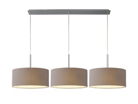 DK0568  Baymont 40cm Shade 3 Light Pendant Polished Chrome, Grey